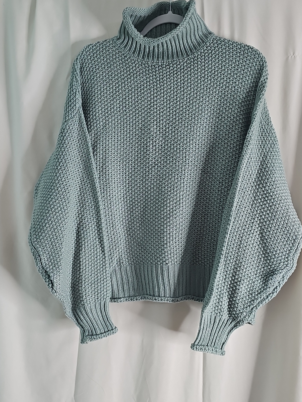 MISSLOOK Seafoam Green Chunky Knit Turtleneck Sweater